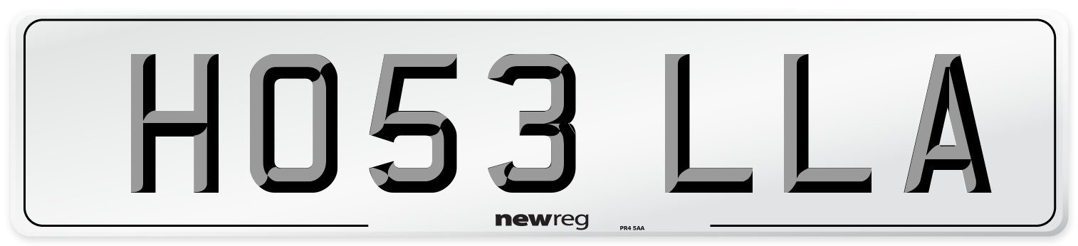 HO53 LLA Number Plate from New Reg